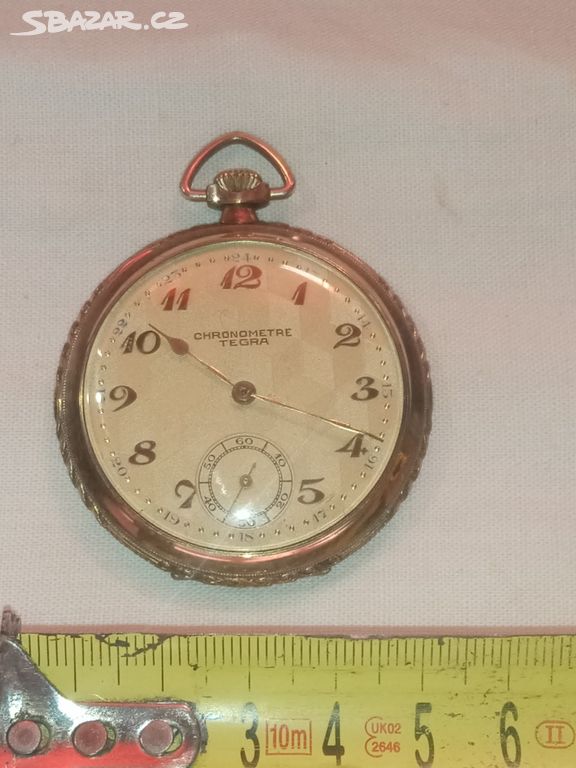 Zlacené kapesní hodinky CHRONOMETRE TEGRA funkční