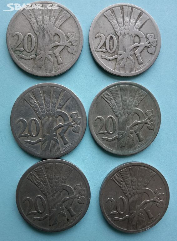 Mince 20 hal 1921, 1924, 1926, 1931, 1937, 1938
