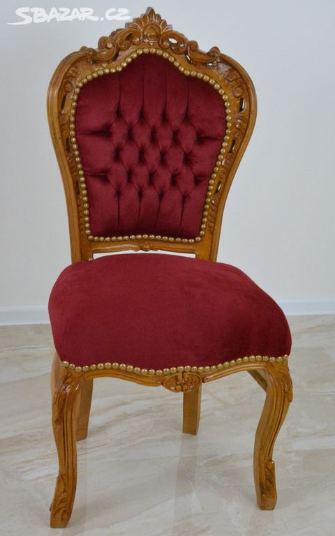 Zámecká řezbovaná židle - čalouněná