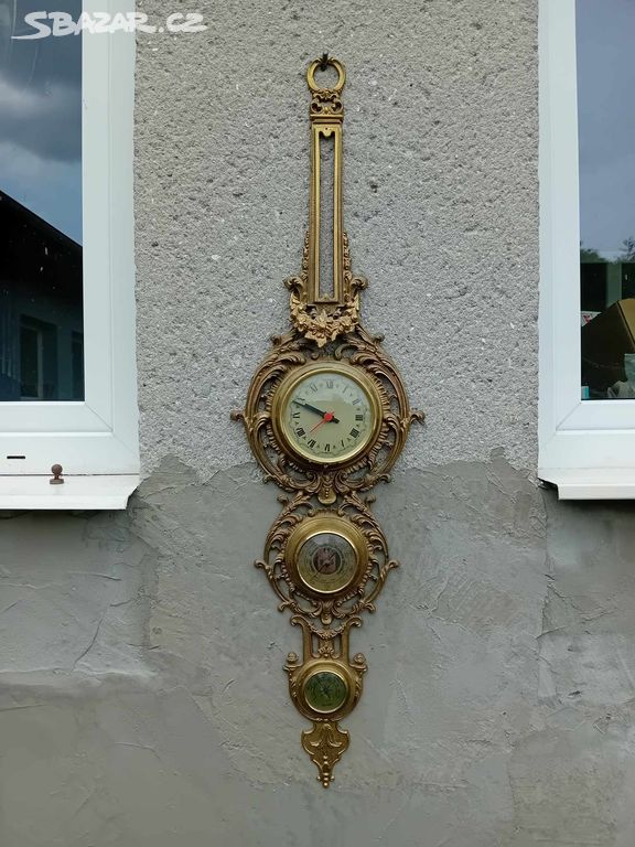 Bronzové hodiny a barometr