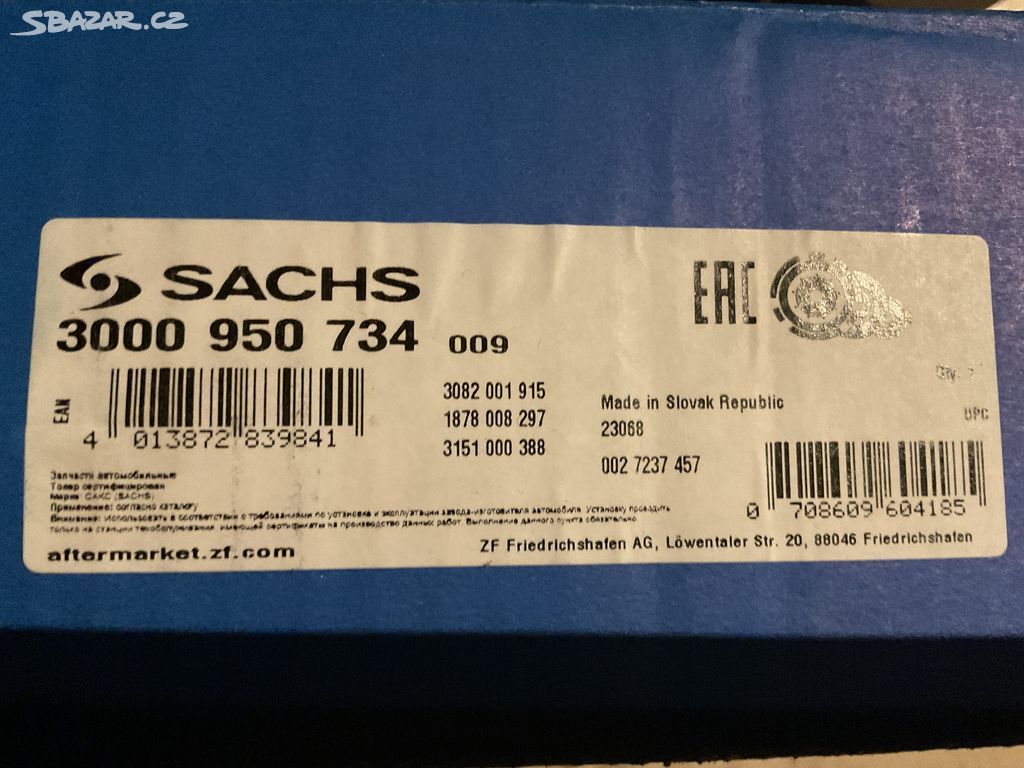 Spojková sada SACHS 3000950734SEAT SKODA VW SEAT