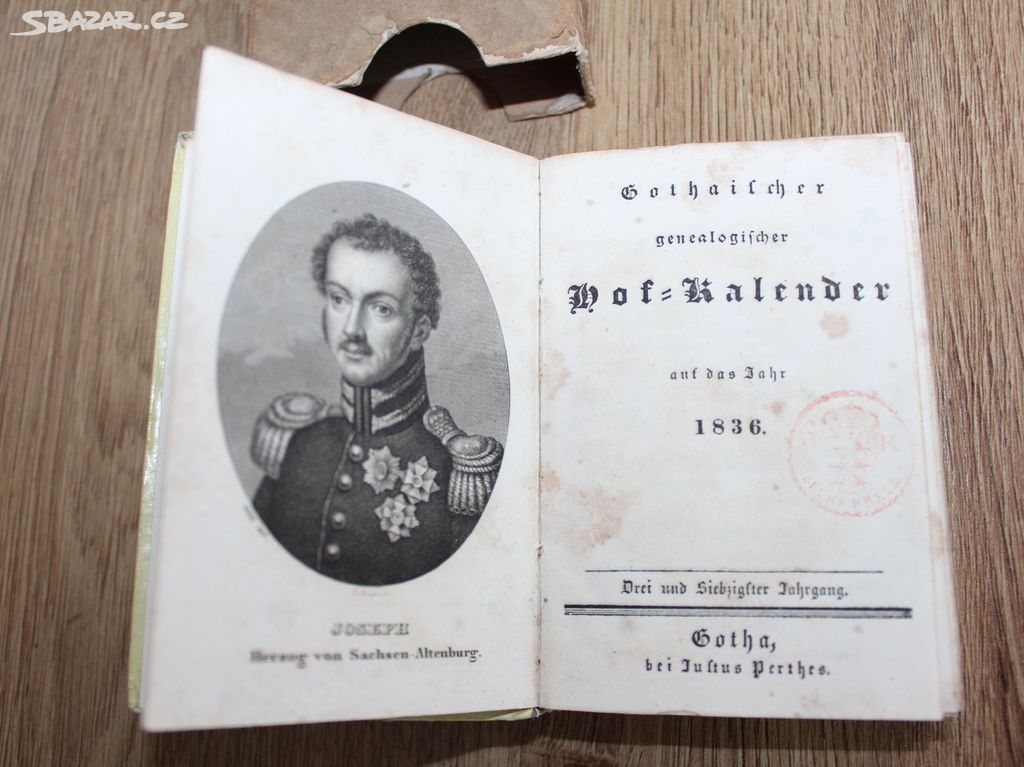 Genealogický kalendář r 1836 Julius Ritter Meduna