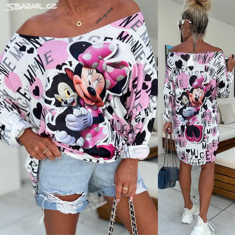 Dámský svetřík halenka Minnie Mickey pink