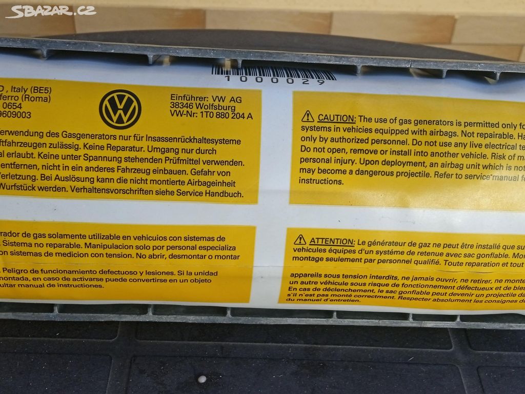 airbag spolujezdce vw touran