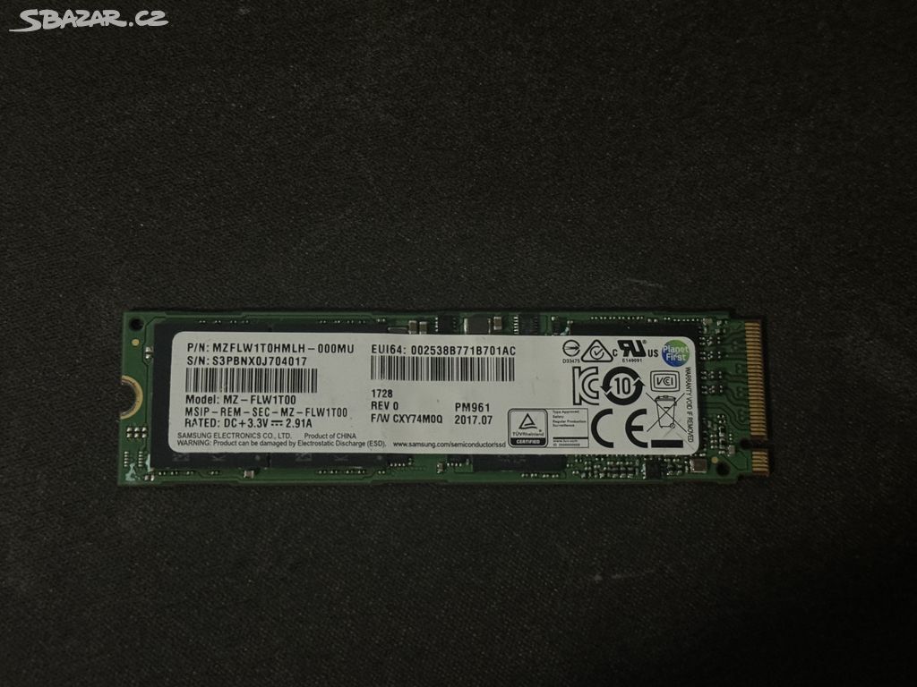 1TB M2 NVME SSD SAMSUNG PM961