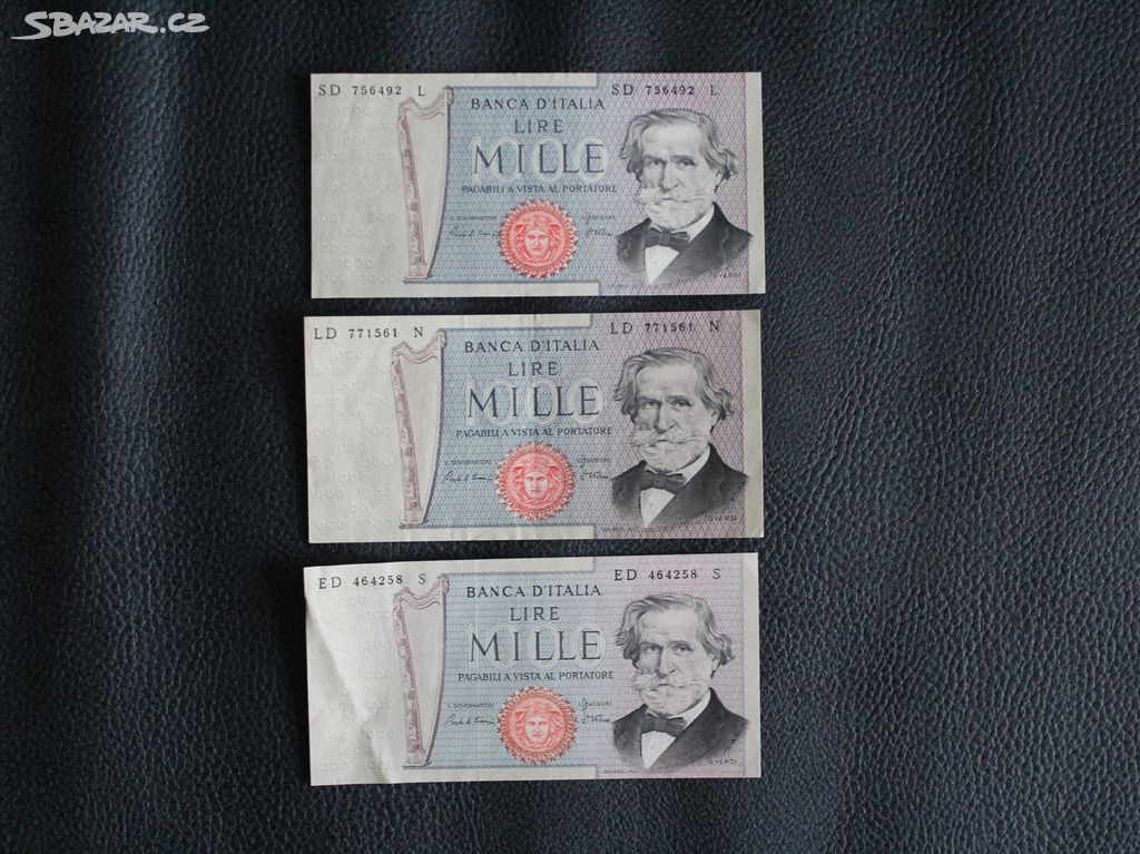 Itálie 3 X 1000 Lire G.Verdi