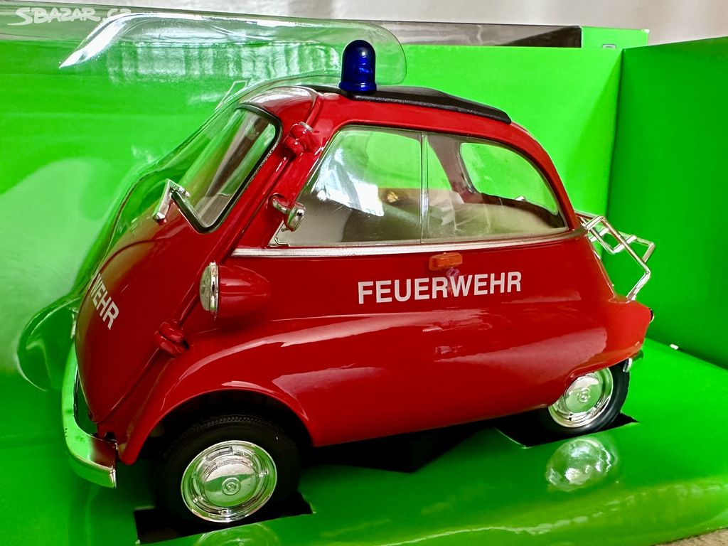 BMW Isetta Feuerwehr 1:18 Welly, pěkné zpracování.