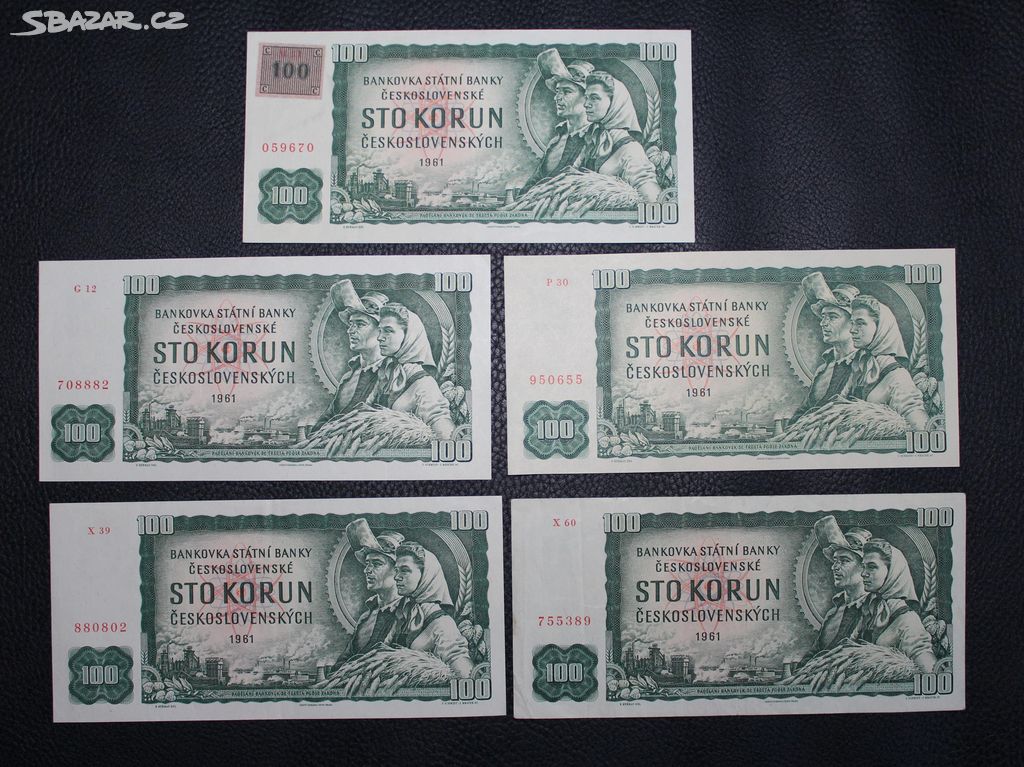 100 Kčs 1961 serie M s kolkem, G,P,X - 5 KS