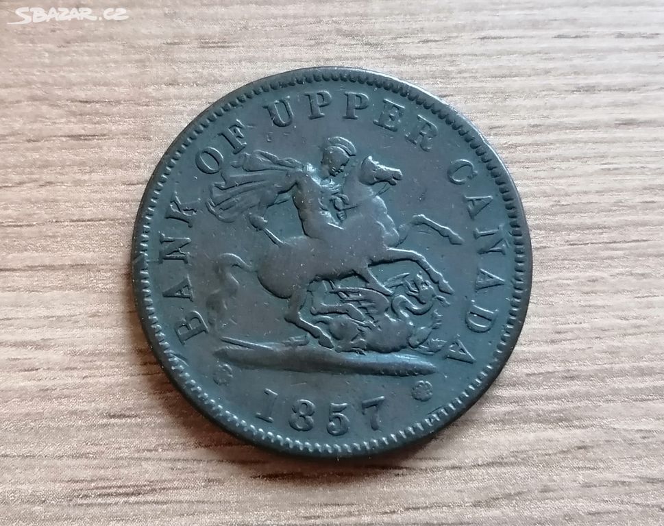 Upper Canada 1 Penny 1857 koloniální mince token