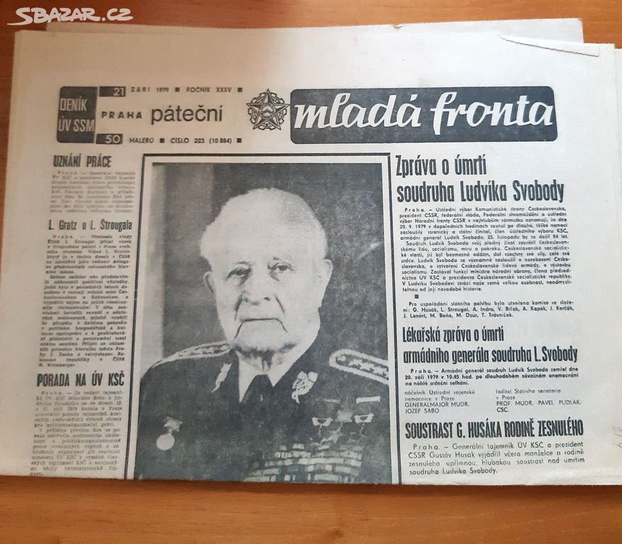 mladá fronta 21.9.1979, smrt presidenta Svobody