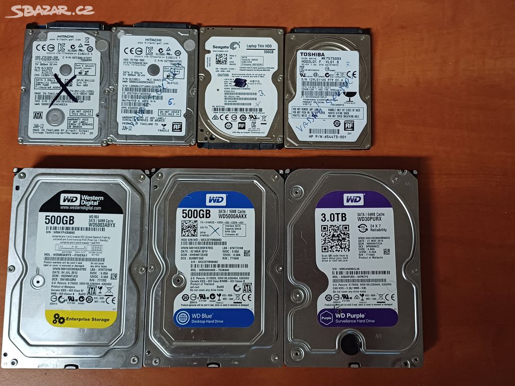 Disky v neznámém stavu 320 GB až 3 TB