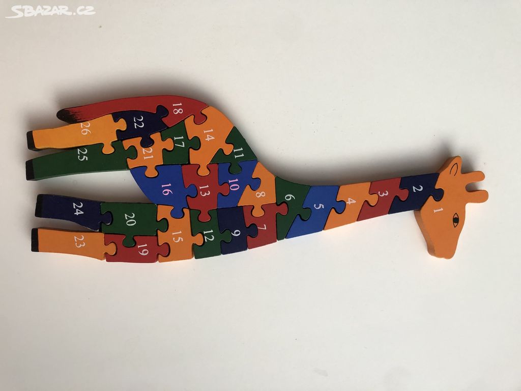 Dřevěné puzzle žirafa - vzdělávací (Nové)