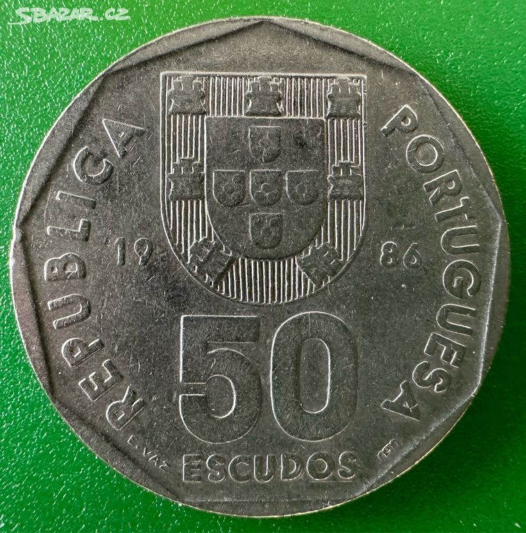 Portugalská mince 50 escudos 1986