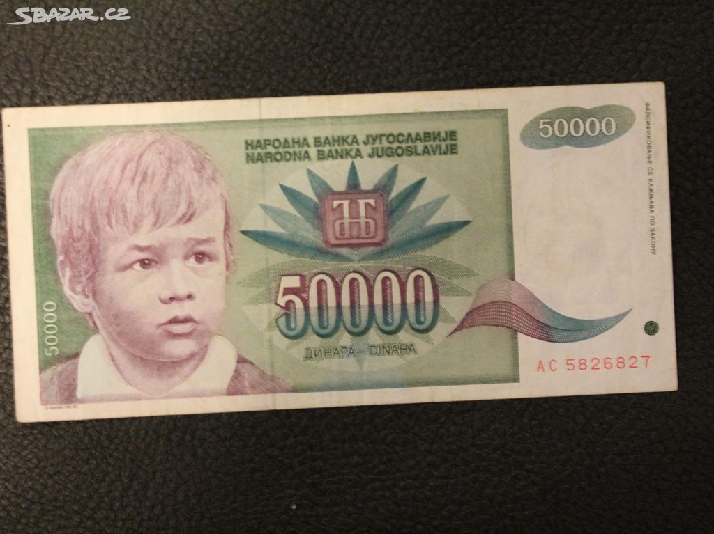 Jugoslávie 50000 Dinars 1992