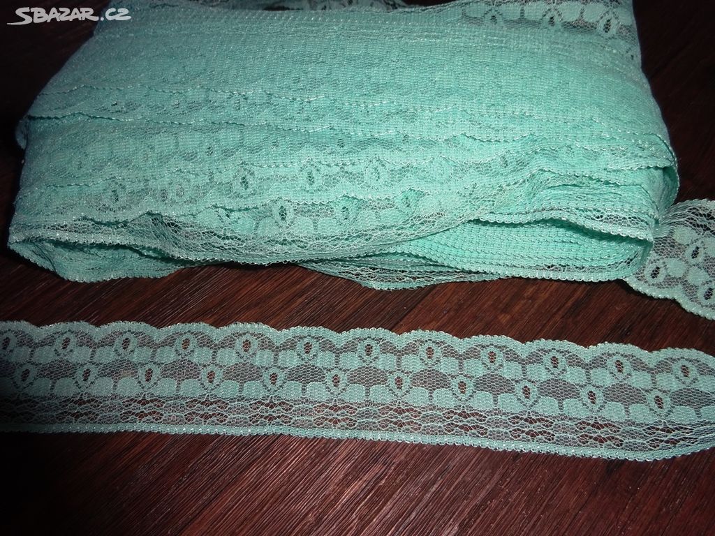 široká krajka polyester tyrkysová šíře 4 cm