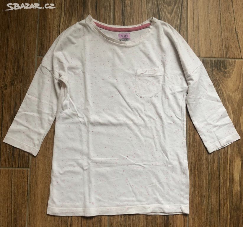 Dívčí bílo růžové tričko 3/4 rukáv F&F 134/140