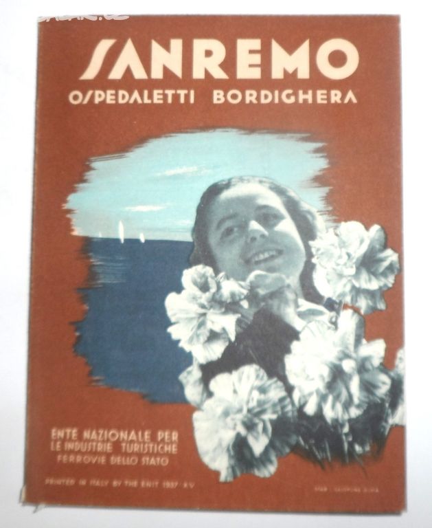 Turistická skládací MAPA  Sanremo, dle 1937
