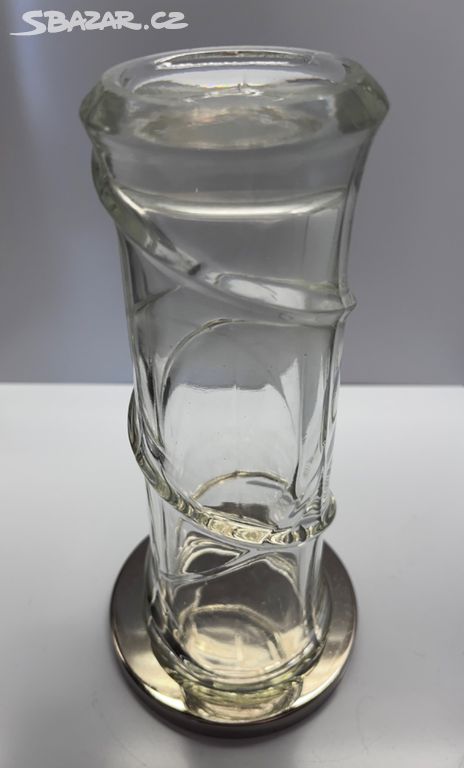 Váza čiré lisované sklo, Jiří Brabec Rosice 1983
