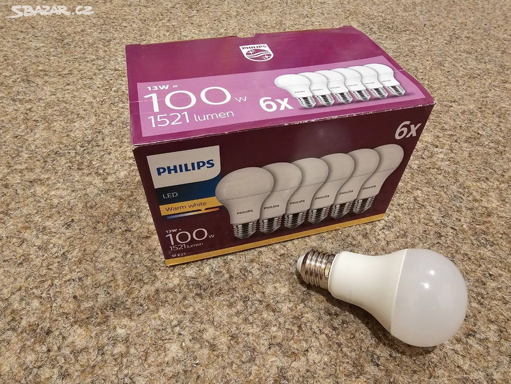 Žárovky LED PHILIPS 100W, E27, sada 6+1 ks.