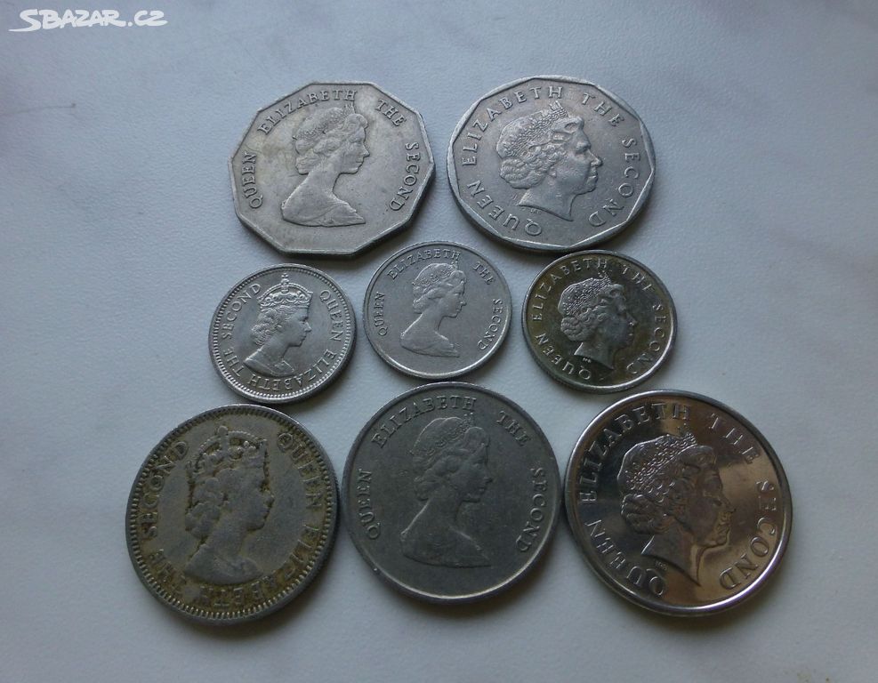 8 mincí - Východní Karibik !!! ELIZABETH II.