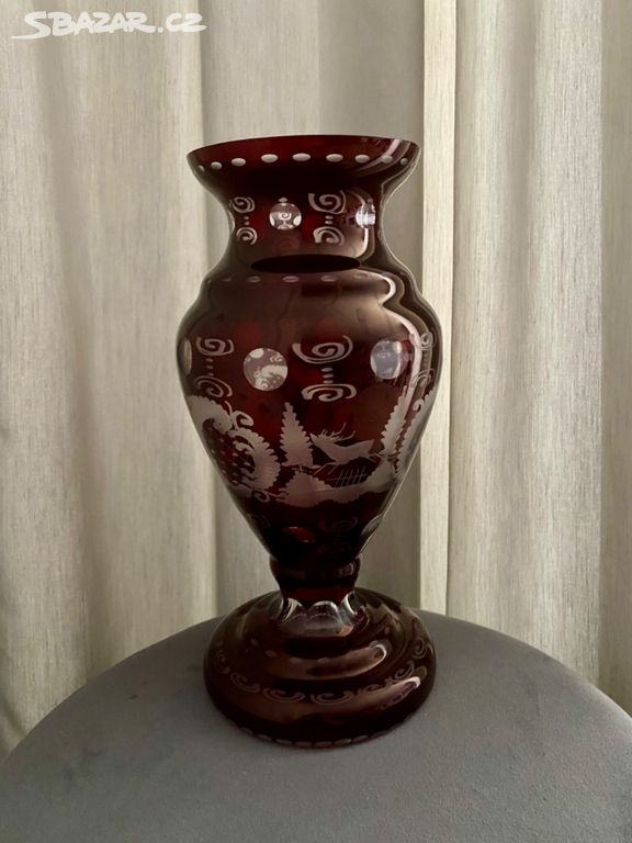 Váza Egermann, rubínové sklo, 26 cm