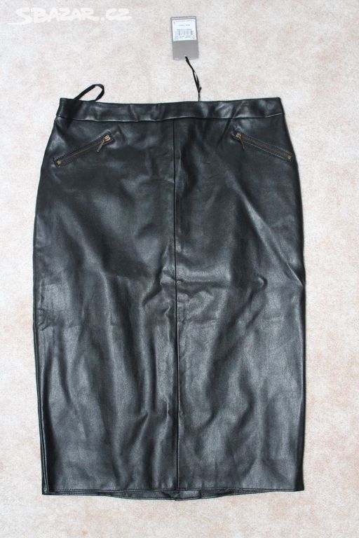 Dámská pěkná nová černá kožená sukně vel.38.