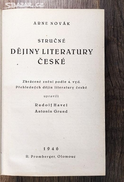 Arne Novák, Stručné dějiny literatury české