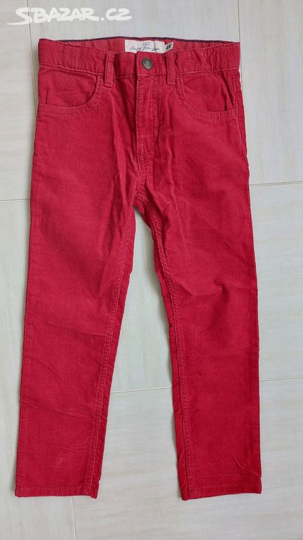 Červené manžestrové kalhoty zn. H&M vel. 116, NOVÉ