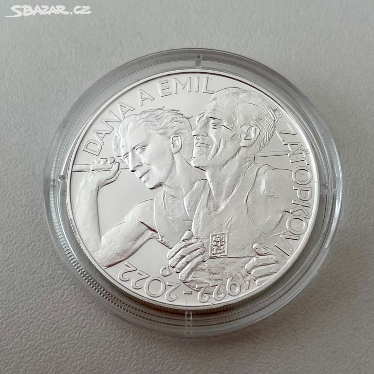 Stříbrná mince 200 Kč Dana Zátopková, Emil Zátopek