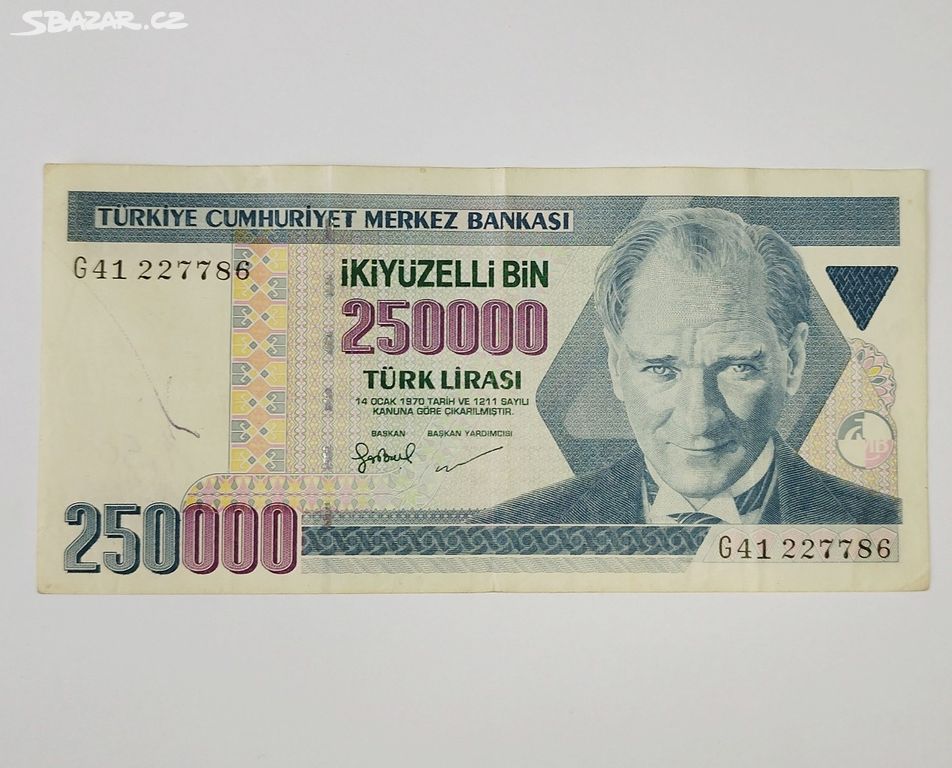 CXA. Turecko bankovka 250000 Lira 1970