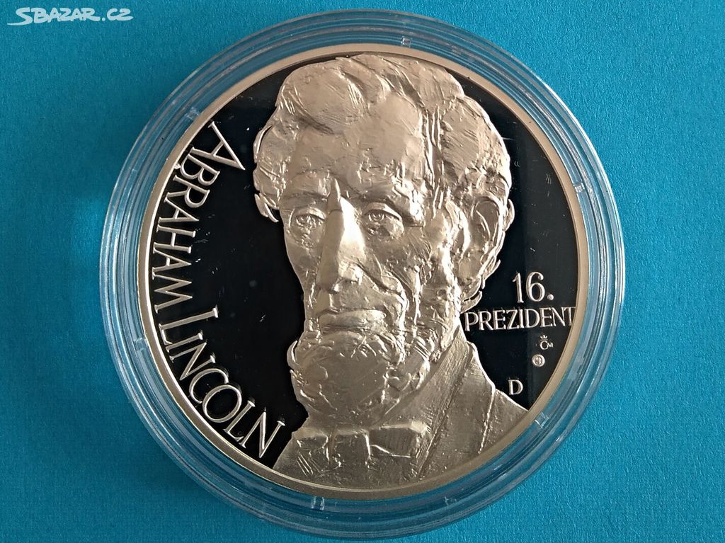 Stříbrná(Ag999) medaile Abraham Lincoln - 50mm