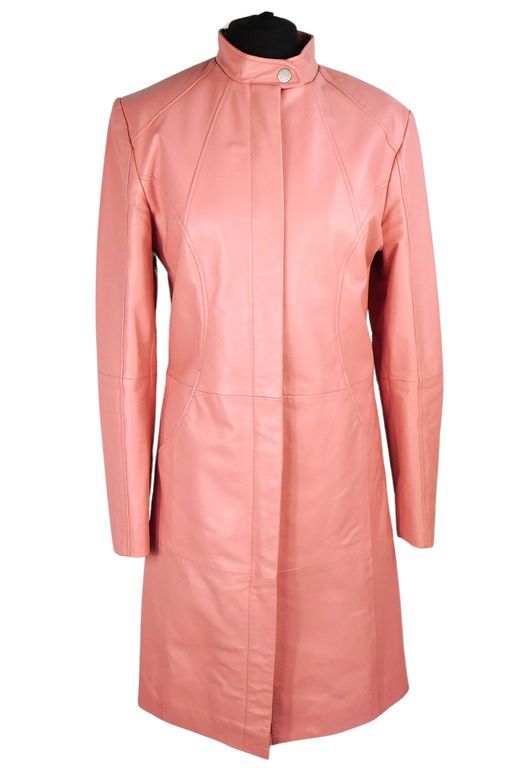 Kožený dámský růžový kabát na zip PIETRO FIL. S