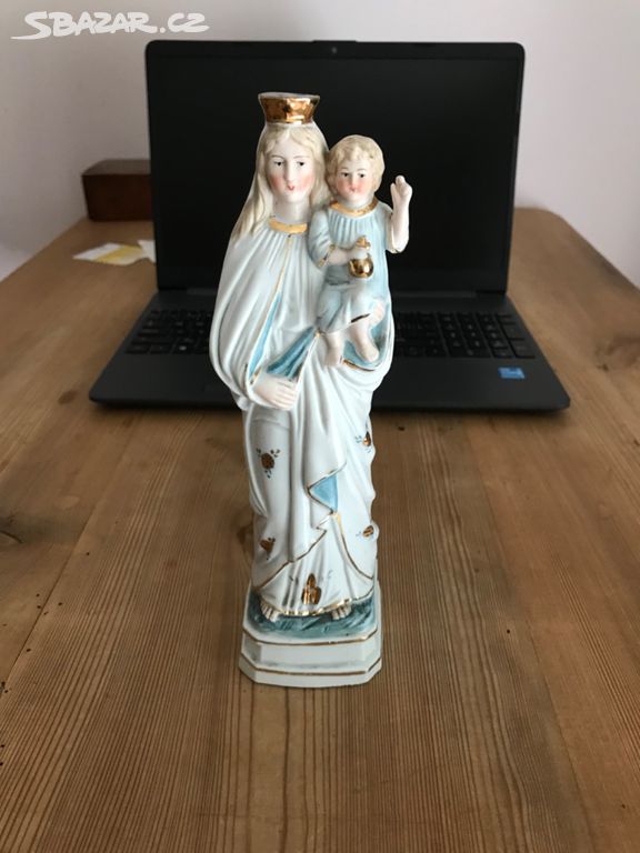 Stará porcelánová soška - Madona s dítětem