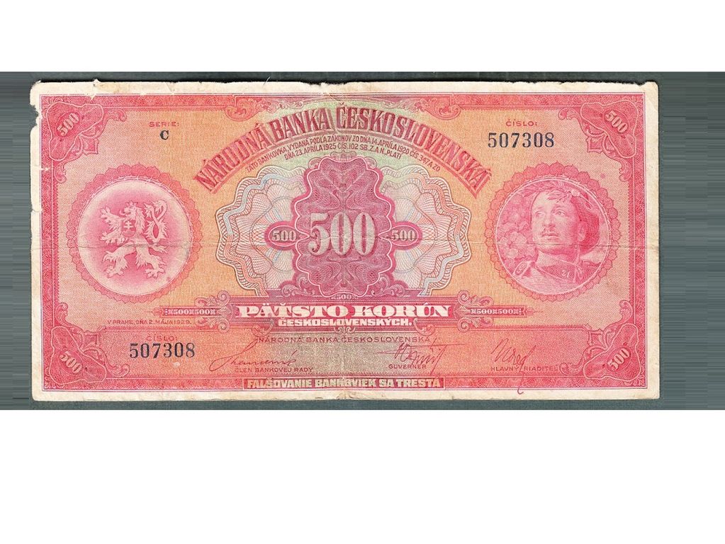 Staré bankovky 500 korun 1929 NEPERFOROVANA