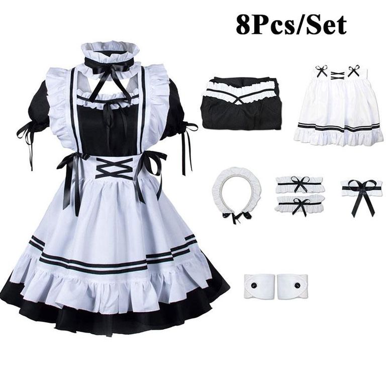 8 ks/sada Cosplay kostýmu pro služku Lolita vel L