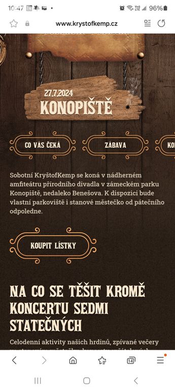 Listky na Krystof kemp Konopiste 27.07.24