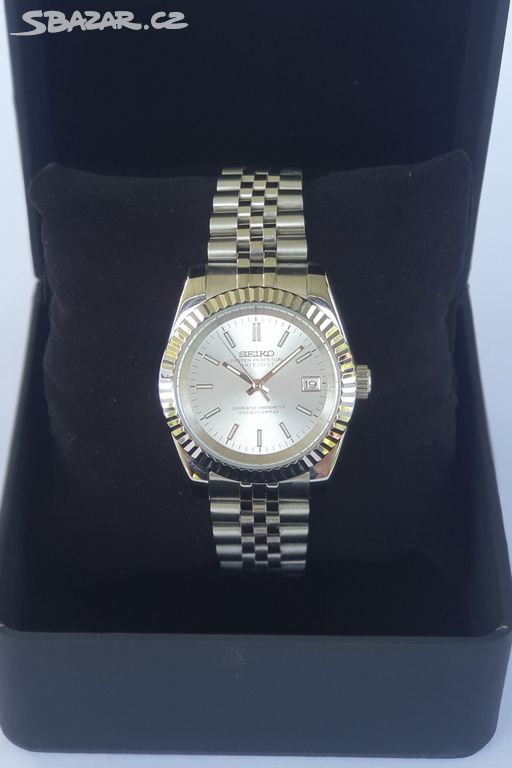 Seiko Mod Datejust sunburst silver dial