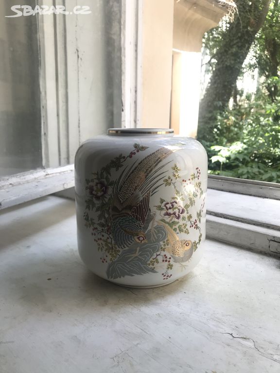 Vintage porcelánová váza s bažanty