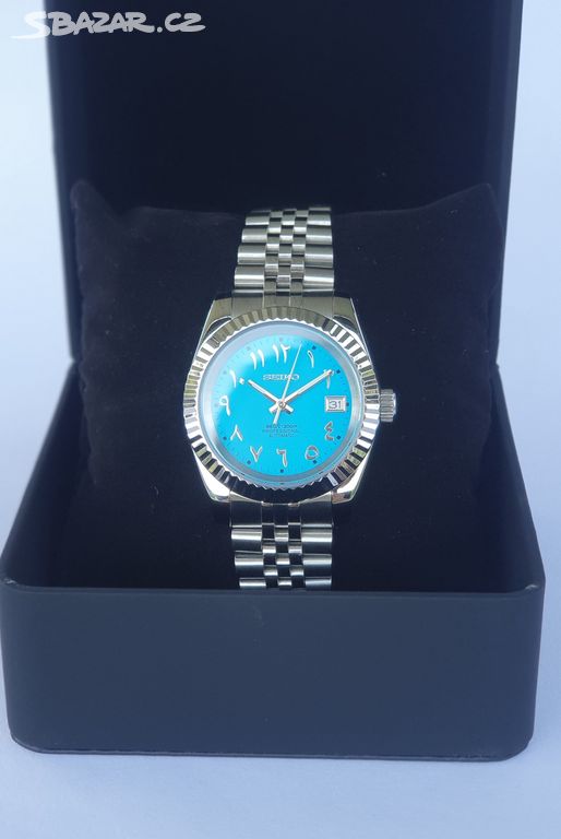 Seiko Mod Datejust arabic tiffany blue dial