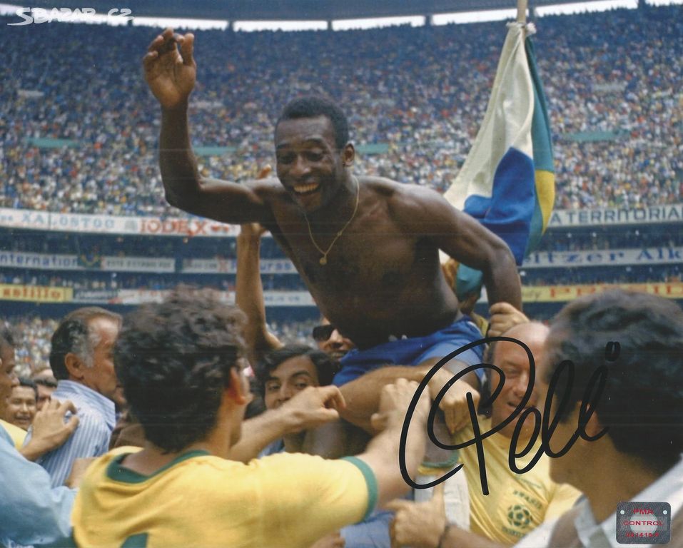 Pelé - foto s podpisem, COA + hologram