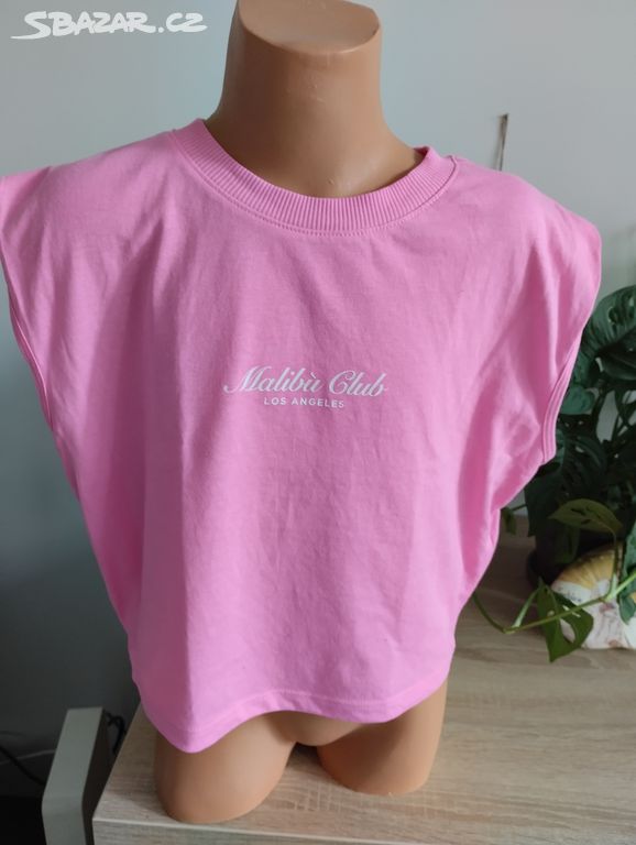 Dívčí růžový crop top