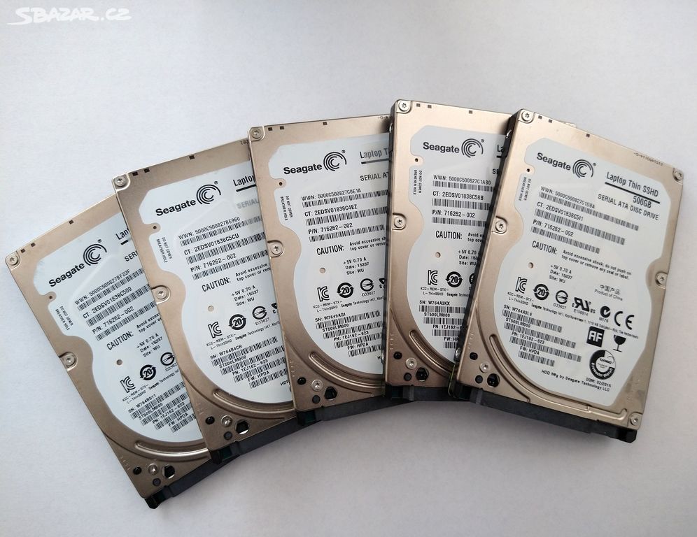 5x SSHD disk SeaGate 500GB 2,5"SATA, 1ks/á200,-Kč!