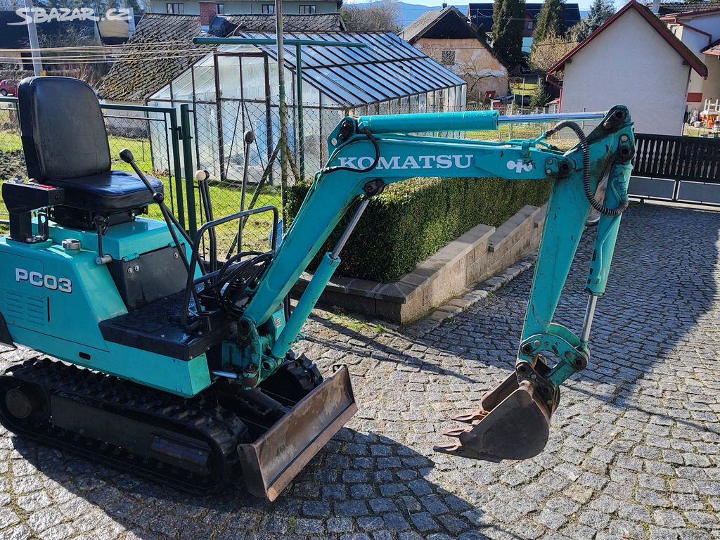 Mini bagr KOMATSU PC 03 + 3x lžíce