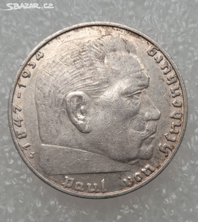 2 Reichsmark 1936 J (Říšská 2 marka)