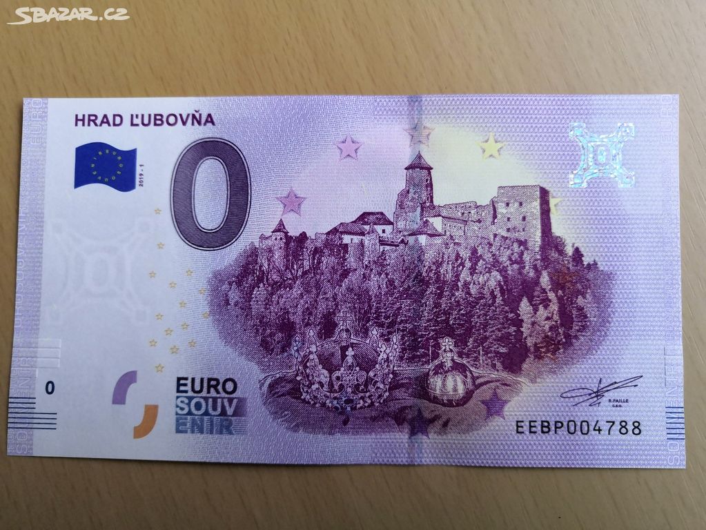 0 Euro souvenir bankovka Hrad Stará Lubovňa