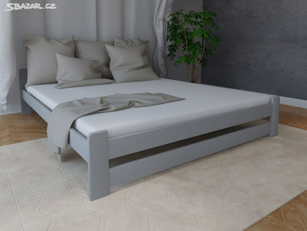 NOVÁ postel MASIV šedá barva 120x200cm + rošt