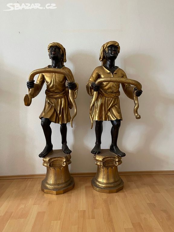 Párové zlato černé sochy 145 cm