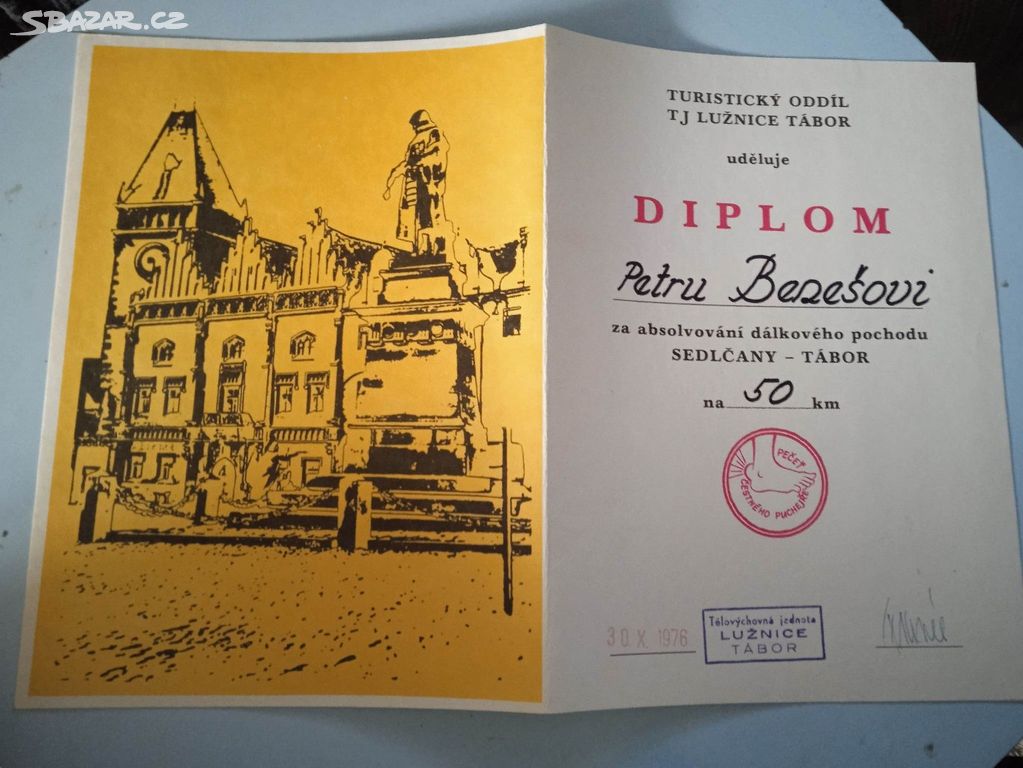 DIPLOM, retro -1976,dálkový pochod 50 km