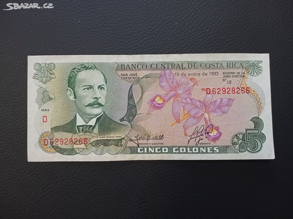5 cinco colones banco central de Costa Rica