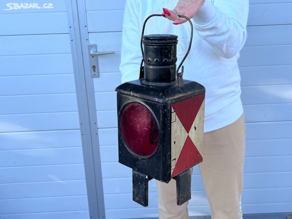 Velká nádražní signální petrolejová lampa